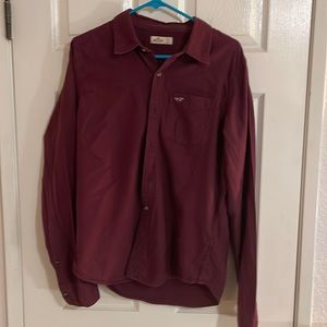 Abercrombie & Fitch Hollister maroon long sleeve button up. Large